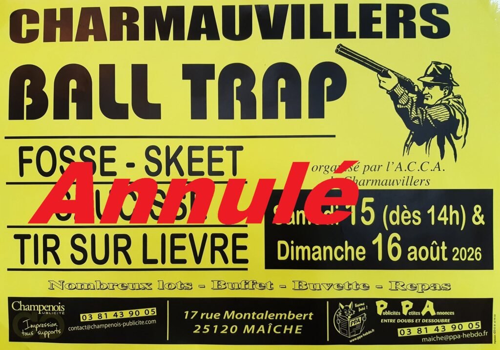 BALL TRAP CHARMAUVILLERS Annulé (cliquez pour plus d’infos)